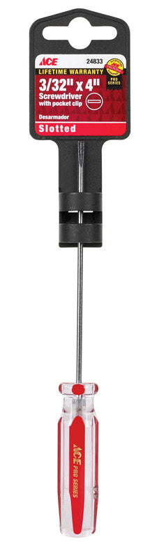 Ace 3/32 in. X 4 in. L Slotted Pocket Clip Screwdriver 1 pc