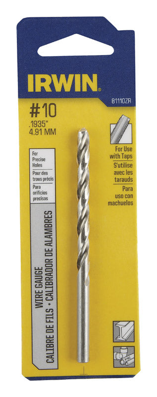 Irwin #10 X 3-5/8 in. L High Speed Steel Jobber Length Wire Gauge Bit Straight Shank 1 pk
