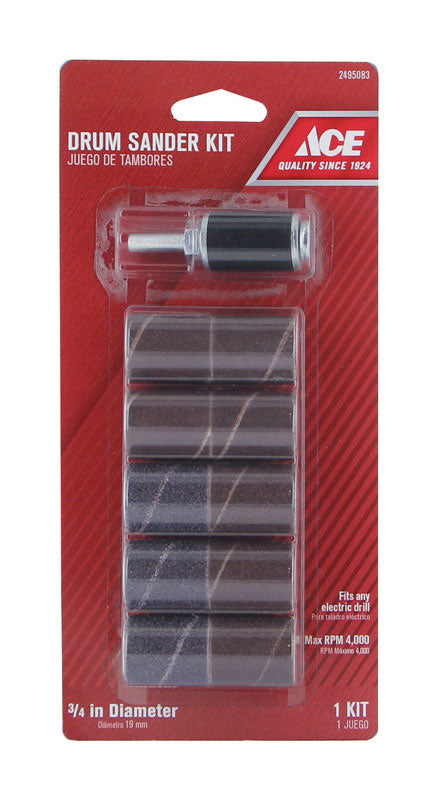 Ace 3/4 in. D X 3/4 in. L Aluminum Oxide Drum Sander Kit Assorted 10 pc