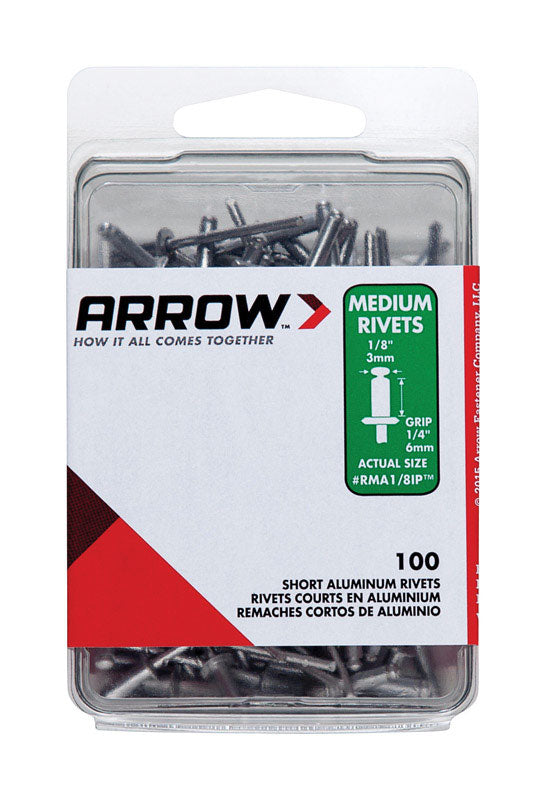 Arrow 1/8 in. D X 1/4 in. Aluminum Rivets Silver 100 pk
