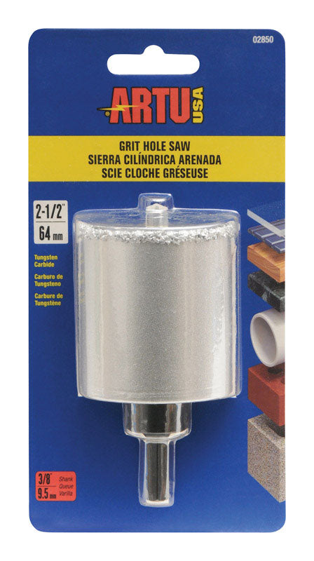 ARTU 2-1/2 in. Carbide Grit 2.6 in. L X 3/8 in. D Hole Saw Arbor