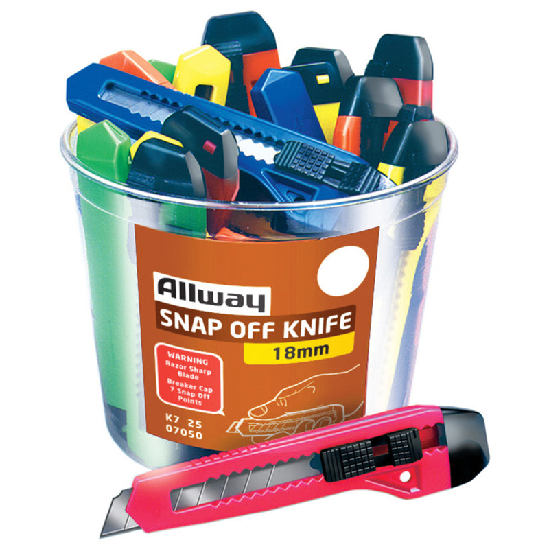 Allway 6-1/4 in. Snap-Off Utility Knife Assorted 25 pk
