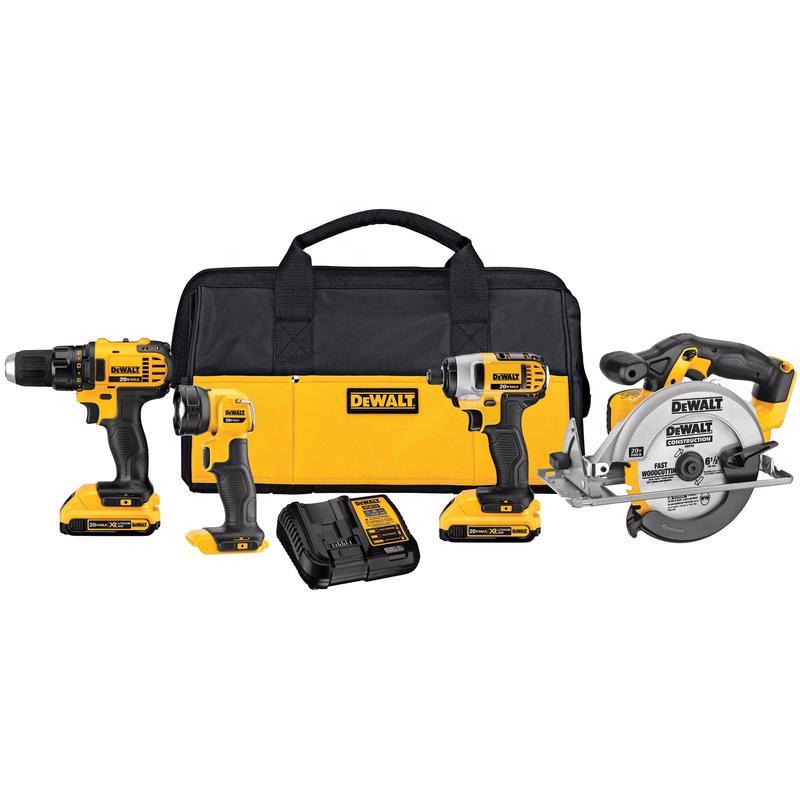 DeWalt 20V MAX Cordless Brushed 4 Tool Combo Kit