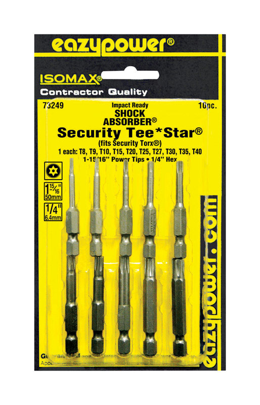 Eazypower Isomax Torx 1-15/16 in. L Impact Security Insert Bit Set Chrome Vanadium Steel 10 pc