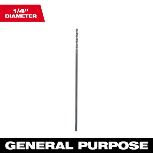 Milwaukee 1/4 in. X 12 in. L Aircraft Length Drill Bit 3-Flat Shank 1 pc