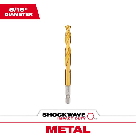Milwaukee Shockwave 5/16 in. X 4.37 in. L Titanium Red Helix Drill Bit Hex Shank 1 pc