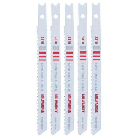 Milwaukee 4 in. Bi-Metal U-Shank Embedded cutting Jig Saw Blade 10 TPI 5 pk
