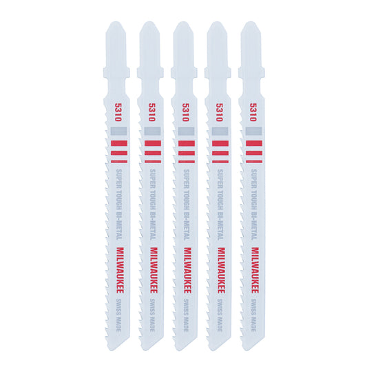 Milwaukee 4 in. Bi-Metal T-Shank Embedded cutting Jig Saw Blade 10 TPI 5 pk