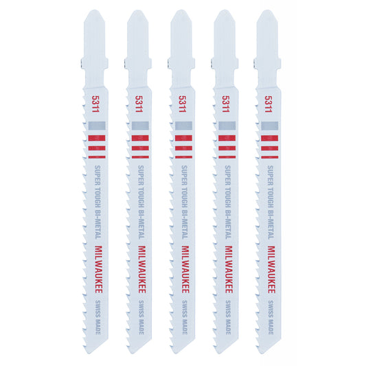 Milwaukee 4 in. Bi-Metal T-Shank Wood cutting Jig Saw Blade 10 TPI 5 pk