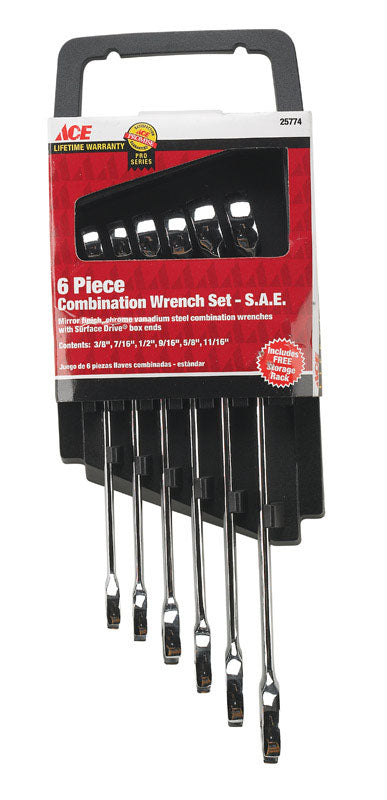 Ace SAE Wrench Set 8.8 in. L 6 pc