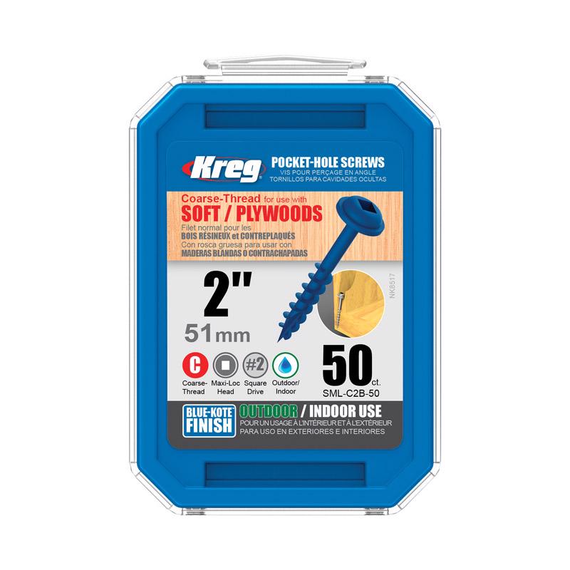 Kreg No. 8 X 2 in. L Square Blue-Kote Coarse Pocket-Hole Screw 50 pk