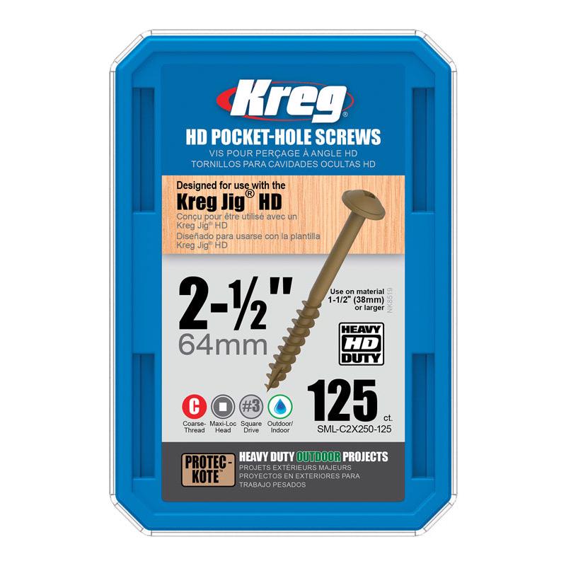 Kreg No. 14 X 2 1/2 in. L Square Zinc-Plated Coarse Pocket-Hole Screw 125 pk
