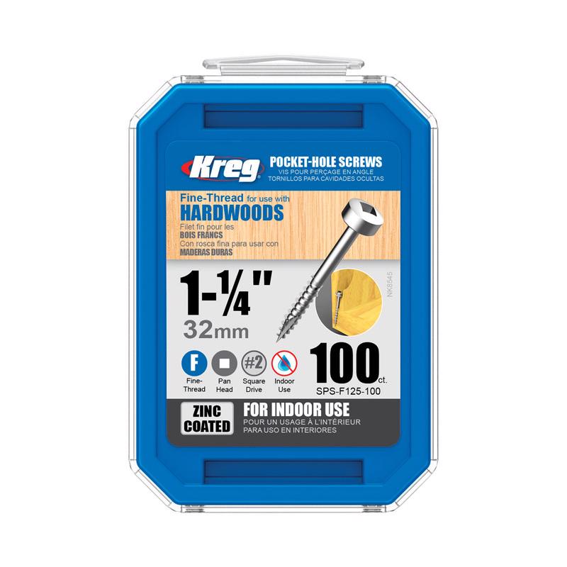 Kreg No. 6 X 1-1/4 in. L Square Zinc-Plated Fine Pocket-Hole Screw 100 pk