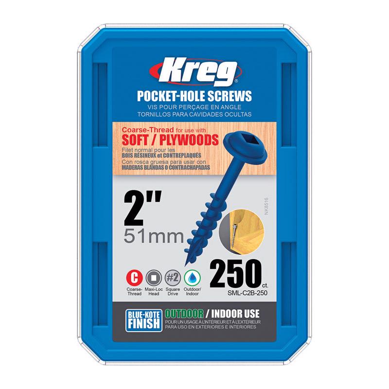 Kreg No. 8 X 2 in. L Square Blue-Kote Coarse Pocket-Hole Screw 250 pk