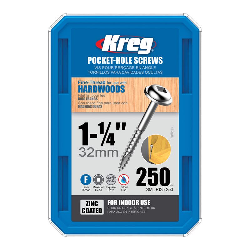 Kreg No. 7 X 1-1/4 in. L Square Zinc-Plated Fine Pocket-Hole Screw 250 pk