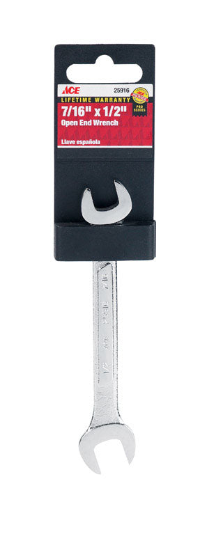 Ace Pro Series 7/16 in. X 1/2 in. SAE Open End Wrench 6.4 in. L 1 pc