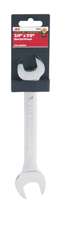 Ace Pro Series 3/4 in. X 7/8 in. SAE Open End Wrench 10 in. L 1 pc