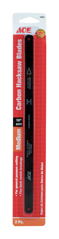 Ace 10 in. Carbon Steel Hacksaw Blade 24 TPI 2 pk