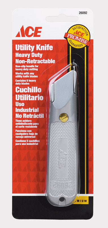 Ace 5 in. Fixed Blade Utility Knife Silver 1 pc