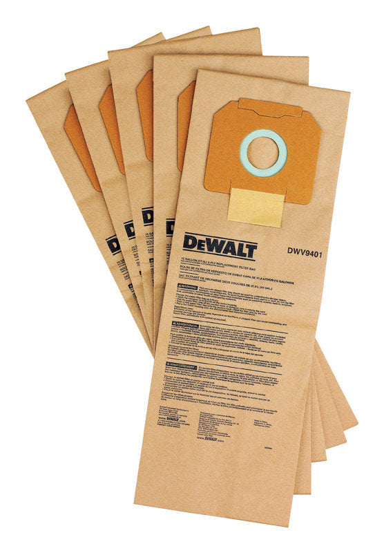 DeWalt 8.5 in. L X 3.5 in. W Vacuum Bag 5 pc