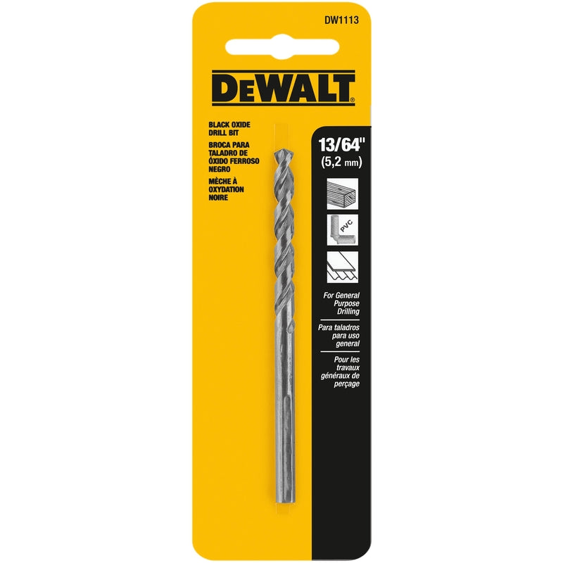 DeWalt Black & Gold 13/64 in. X 3.62 in. L Black Oxide Drill Bit Round Shank 1 pc
