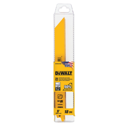 DeWalt 8 in. Bi-Metal Reciprocating Saw Blade 18 TPI 1 pk