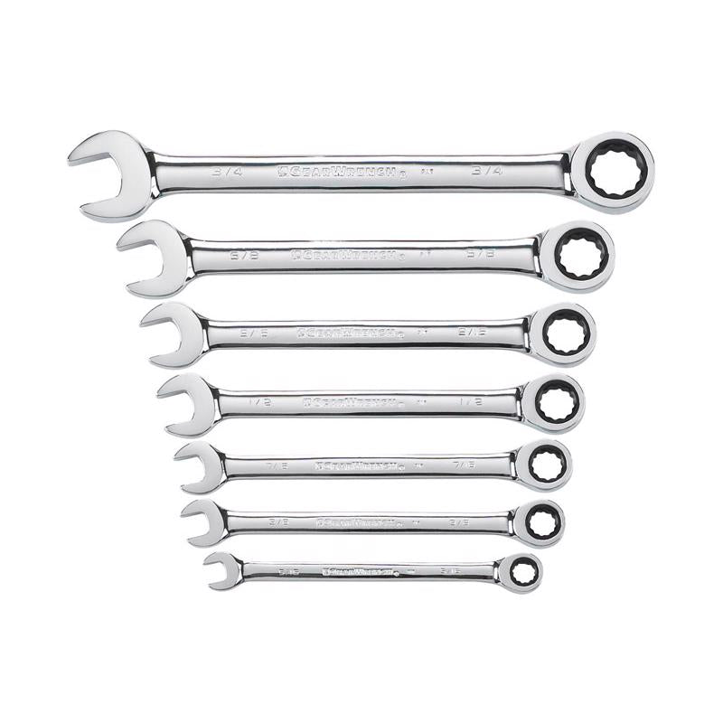GEARWRENCH 12 Point SAE Ratcheting Combination Wrench Set 7 pc