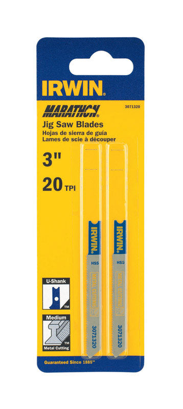 Irwin Marathon 3-1/4 in. Bi-Metal U-Shank Jig Saw Blade 20 TPI 2 pk