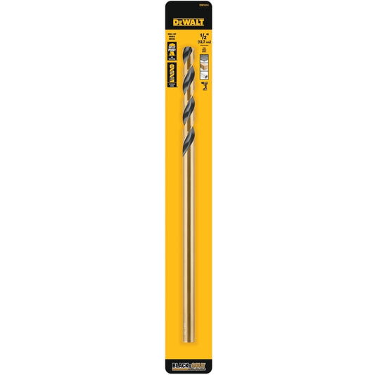 DeWalt Black & Gold 1/2 in. X 12 in. L High Speed Steel Split Point Aircraft Drill Bit Straight Shan