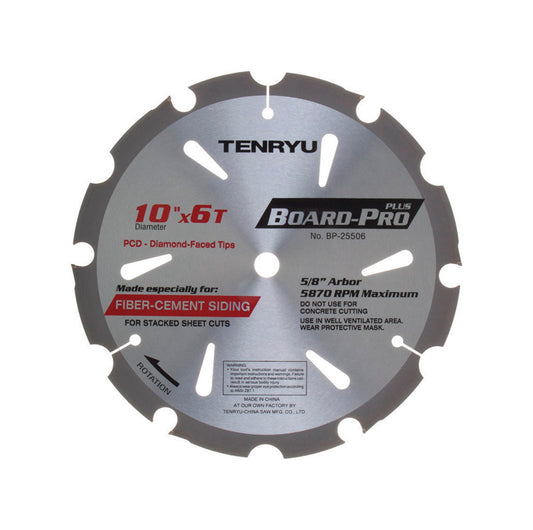 Tenryu Board-Pro Plus 10 in. D X 5/8 in. Board Pro Polycrystalline Diamond Saw Blade 6 teeth 1 pc