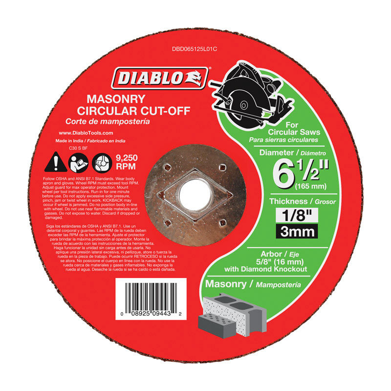 Diablo 6-1/2 in. D X 5/8 in. Silicon Carbide Masonry Circular Cut-Off Disc 1 pk