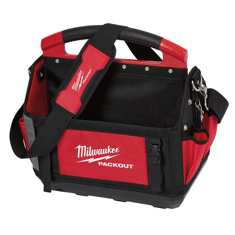 Milwaukee PACKOUT Ballistic Polyester 15" Tool Tote 31 pocket Black/Red 1 pc