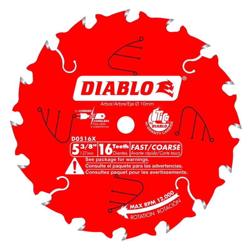 Diablo 5-3/8 in. D X 10 mm TiCo Hi-Density Carbide Trim Saw Blade 16 teeth 1 pk