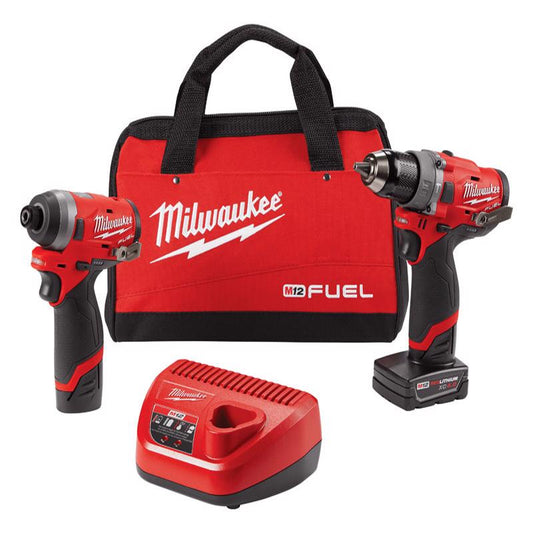 Milwaukee M12 FUEL Cordless Brushless 2 Tool Hammer Drill and Impact Driver Kit