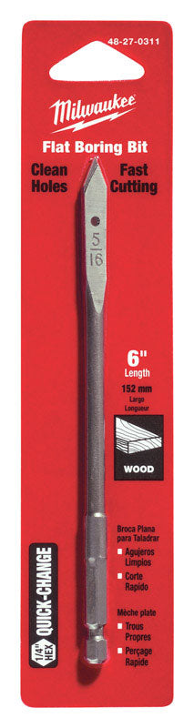 Milwaukee 5/16 in. D X 6 in. L Flat Boring Auger Bit Carbon Steel 1 pc