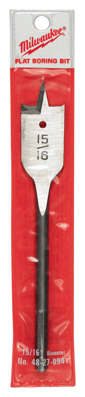 Milwaukee 15/16 in. D X 6 in. L Flat Boring Auger Bit Carbon Steel 1 pc