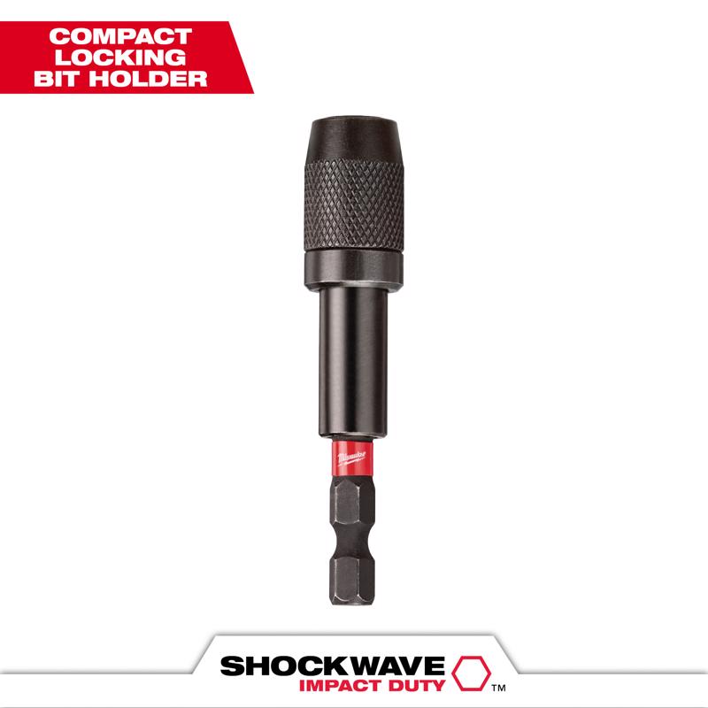 Milwaukee Shockwave 2.88 in. Alloy Steel Impact Magnetic Locking Bit Holder 1/4 in. Hex Shank 1 pc