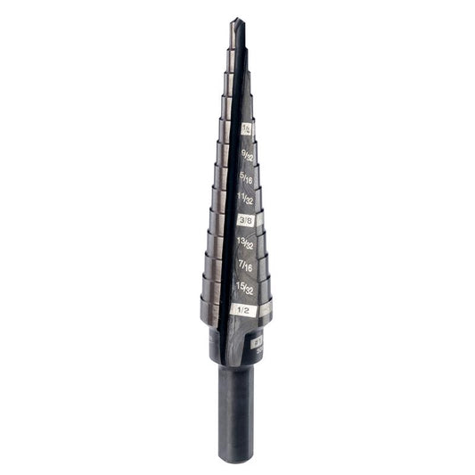 Milwaukee JAM-FREE 1/8 to 1/2 in. X 6 in. L Black Oxide Step Drill Bit 3-Flat Shank 1 pc