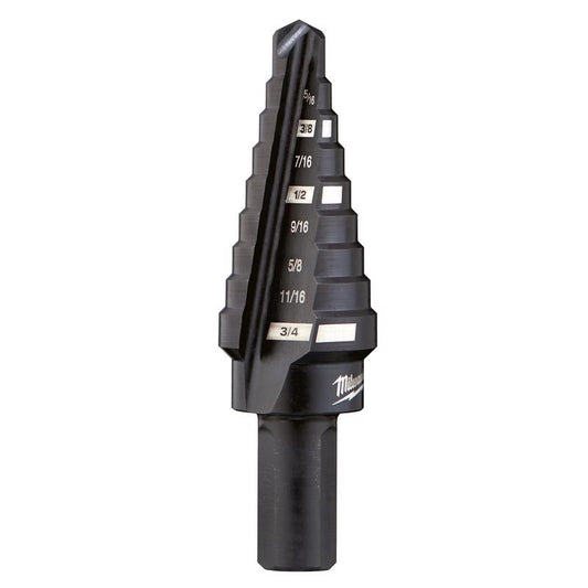 Milwaukee JAM-FREE 1/4 to 3/4 in. X 6 in. L Black Oxide Step Drill Bit 3-Flat Shank 1 pc
