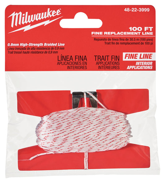Milwaukee Fine Replacement Chalk String 100 ft. Red/White Fine Line