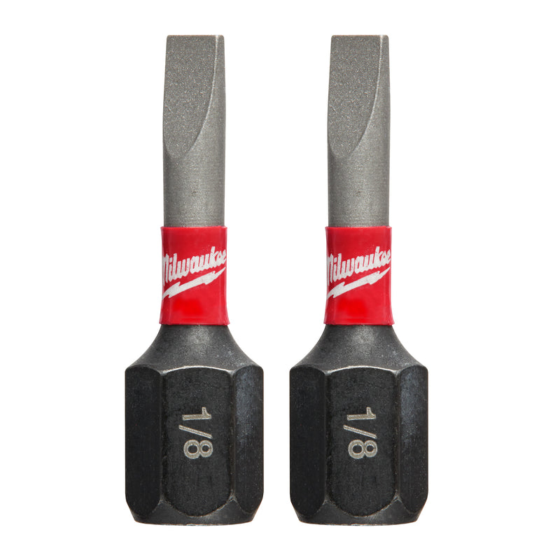Milwaukee Shockwave Slotted 1/8 in. X 1 in. L Insert Bit Steel 2 pc