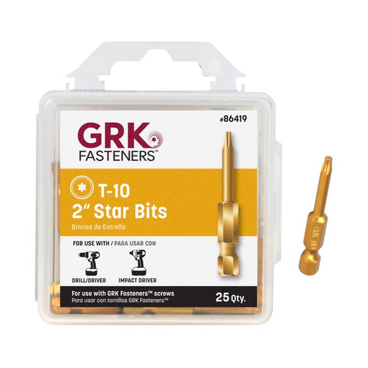GRK Fasteners Star T-10 X 2 in. L Impact Power Bit Carbon Steel 25 pc