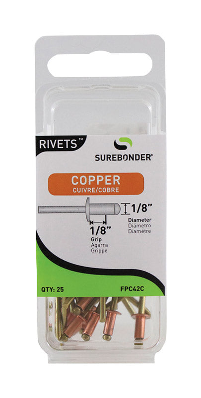 Surebonder Rivets 1/8 in. D X 1/8 in. Copper Short Rivets Yellow 25 pk