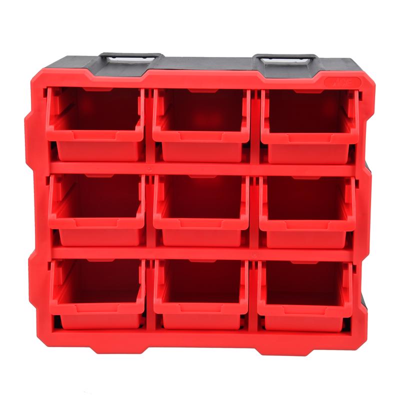 Ace 6.73 in. W X 12.6 in. H X 6.75 in. D Storage Bin Plastic 9 compartments Black/Red