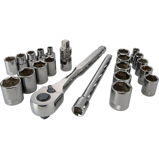 Craftsman 3/8 in. drive Metric and SAE 6 Point Socket and Ratchet Set 22 pc