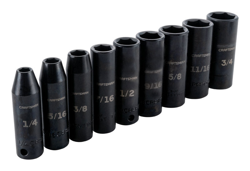 Craftsman 3/8 in. drive SAE 6 Point Deep Impact Socket Set 9 pc