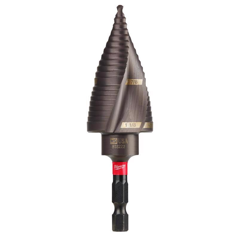 Milwaukee Shockwave 7/8 to 1-1/8 in. High Speed Steel #9 Impact Step Drill Bit Quick-Change Hex Shan
