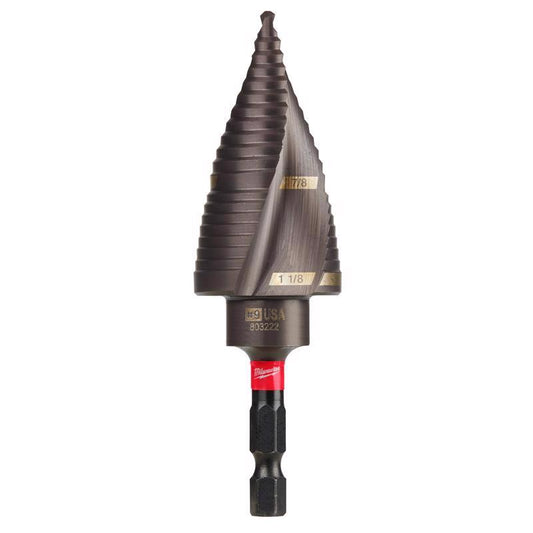 Milwaukee Shockwave 7/8 to 1-1/8 in. High Speed Steel #9 Impact Step Drill Bit Quick-Change Hex Shan