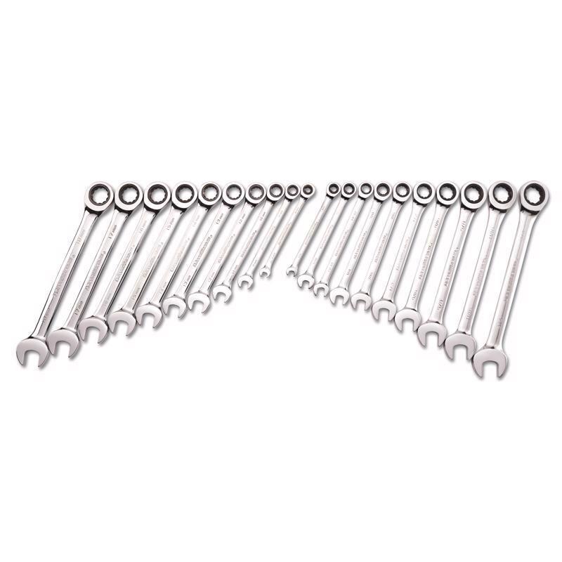 GEARWRENCH 12 Point Metric and SAE Ratcheting Combination Wrench Set 20.4 in. L 20 pc