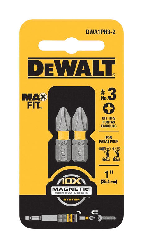 DeWalt Max Fit Phillips #3 X 1 in. L Insert Bit S2 Tool Steel 2 pc